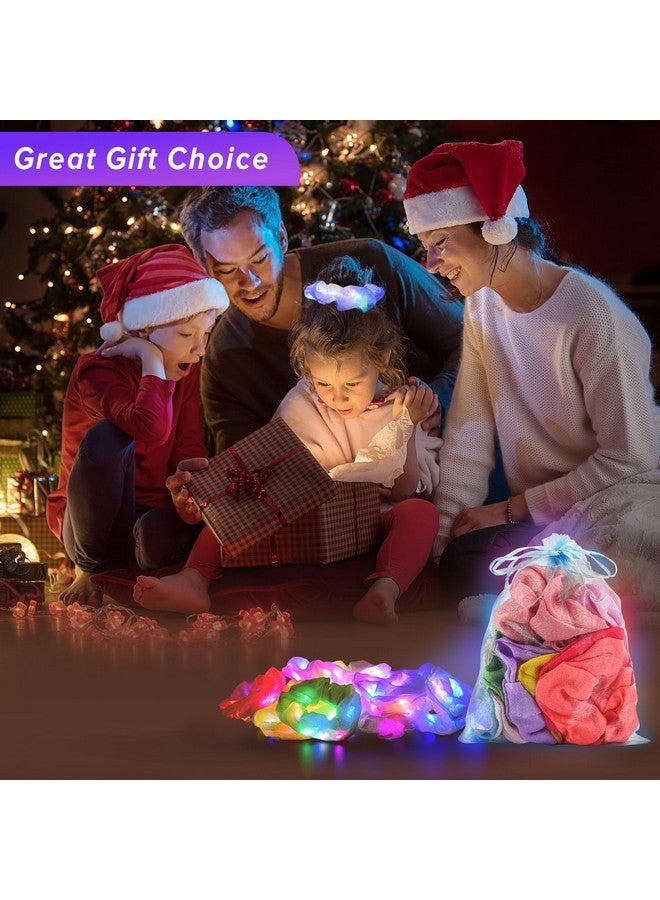 Lolalet 12Pcs Led Light Up Hair Scrunchies Neon Hair Ties For Girls Glow In The Dark Accessories For Sleepover Party Favors Colorful Elastic Band For Rave Festival Dance Night Events Style C  - Image 4
