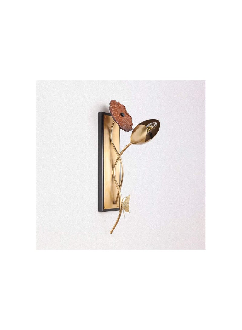 GGOOT Copper Wall Light Indoor Wall Lamp Oriental Wall Sconce, Traditional Creative Lotus Wall Wash Lights Inside Decor Lighting Fixtures for Living Room Bedroom Hallway, E14 Base - Image 1