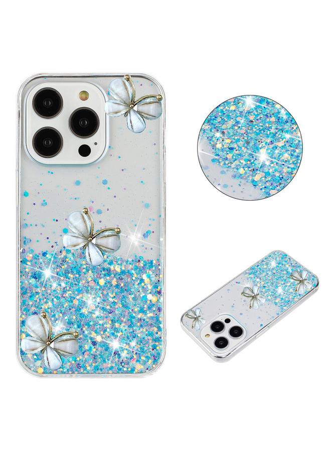 إيروريكس جراب لهاتف iPhone 16 Pro، جراب هاتف TPU مزين بنجوم لامعة وفراشة مضيئة - Image 1