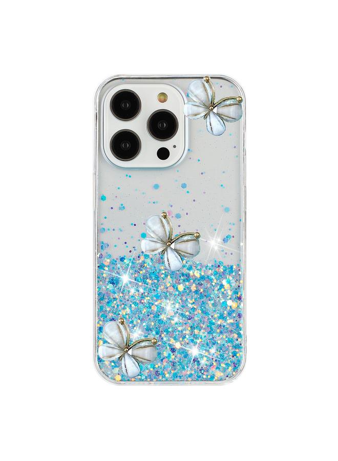 إيروريكس جراب لهاتف iPhone 16 Pro، جراب هاتف TPU مزين بنجوم لامعة وفراشة مضيئة - Image 3