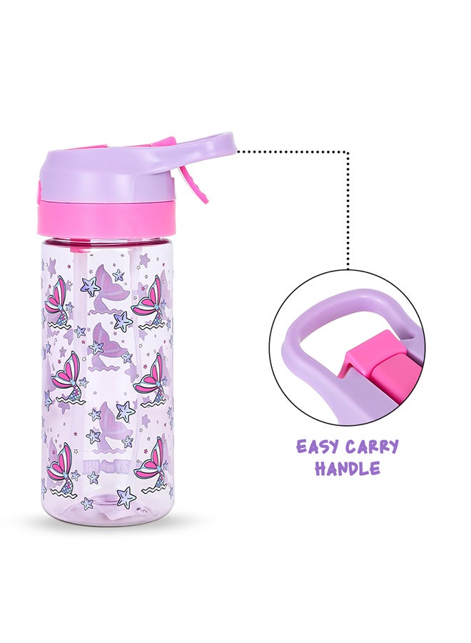 18Inch Set Of 4 Trolley School Bag With Tritan 420Ml Water Bottle Lunch Bag And Pencil Case - Mermaid Purple