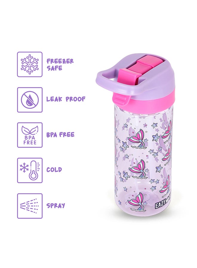 18Inch Set Of 4 Trolley School Bag With Tritan 420Ml Water Bottle Lunch Bag And Pencil Case - Mermaid Purple