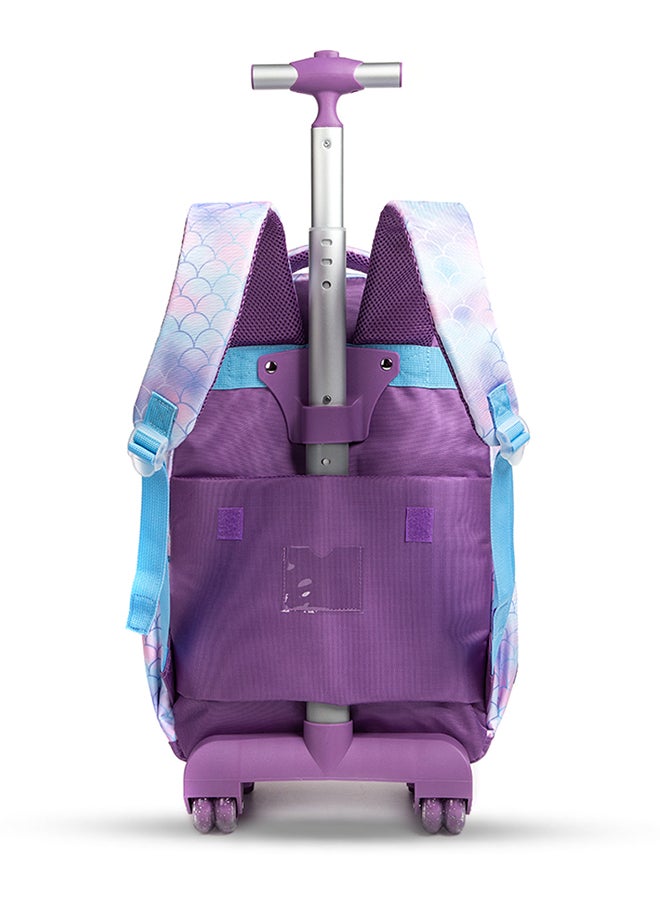 Eazy Kids 18Inch Set Of 4 Trolley School Bag With Tritan 420Ml Water Bottle Lunch Bag And Pencil Case - Mermaid Purple  - Image 4