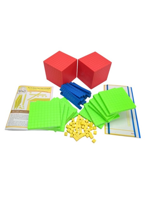 StepsToDo Base Ten Blocks Kit - 84 Pcs Multicolor Set with Place Value Mats & Activity Book - Includes 2 Thousand Cubes, 12 Hundred Flats, 20 Ten Rods, 50 Unit Blocks - Math Teaching Aid for Kids