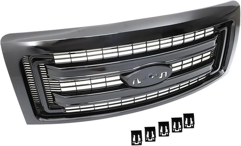 TJHSM Gloss Black Front Upper Bumper Grille Replacement for 2009-2014 F150 Pickup - Image 2