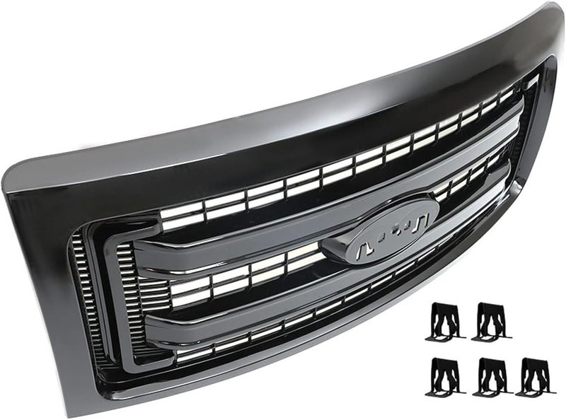 TJHSM Gloss Black Front Upper Bumper Grille Replacement for 2009-2014 F150 Pickup - Image 4