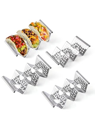 Set of 4 Taco Holders, Stainless Steel Taco Stand Plates, Each Holds 3 Tortillas, with Easy Access Handle, Microwave, Air Fryer, and Oven Safe - pzsku/Z3F4E43BBC15B65A7DBF5Z/45/_/1714287432/0d4dde35-e691-4449-9859-d8af9ff8d720