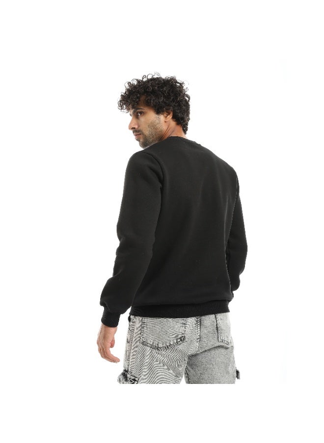 Andora Black Printed Long Sleeves Round Neck Sweatshirt-Heather Black - Image 2