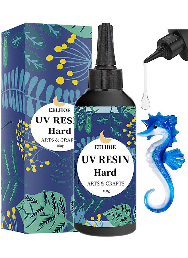 EELHOE UV Resin, Crystal Clear Hard Cure UV Curing Epoxy Resin For DIY Jewelry Making, Home Decor, Clear Solar Curing Sun Active Resin For Resin Molding, Casting And Coating 100G  - Image 1