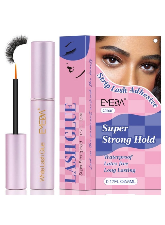 EMEDA False Eyelash Glue Super Strong Hold 24H Clear Glue Latex Free Eyelash Glue Waterproof Lash Glue White Strip Eyelash Adhesive 5Ml 0.17Oz - Image 1