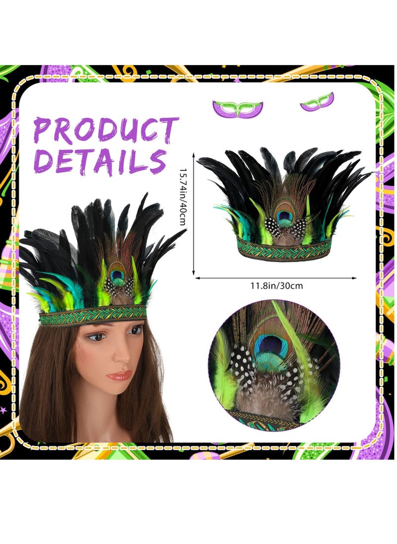 SYOSI - SYOSI Peacock Feather Fascinator Decorative Feather Headpiece Feather Boa Crown Headdress Headband for Party Dress - Image 1