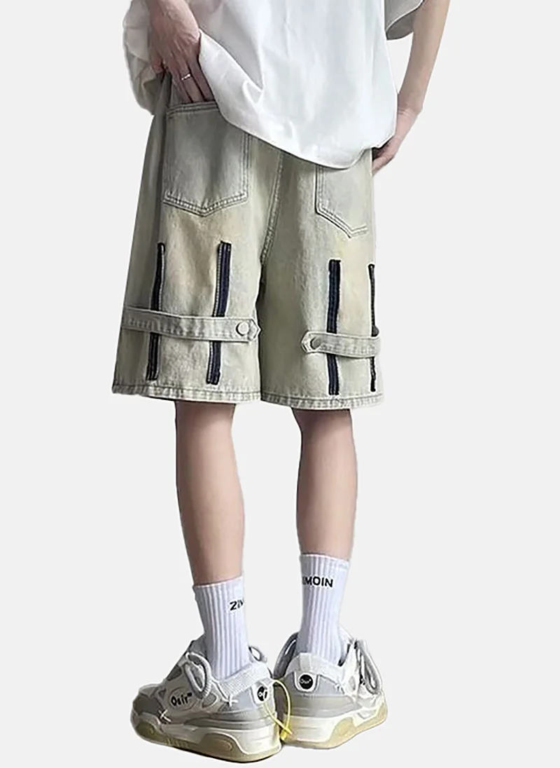 يونيكي Grey Mid Rise Soild Relaxed Fit Shorts