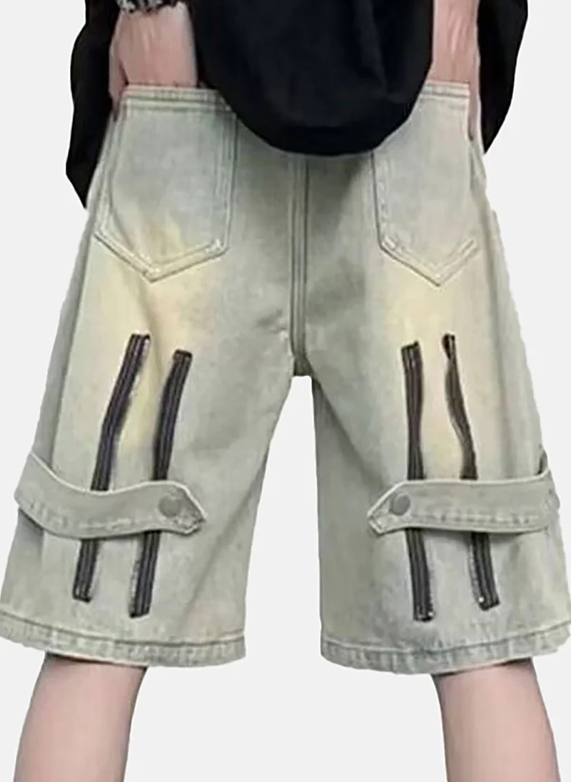 يونيكي Grey Mid Rise Soild Relaxed Fit Shorts