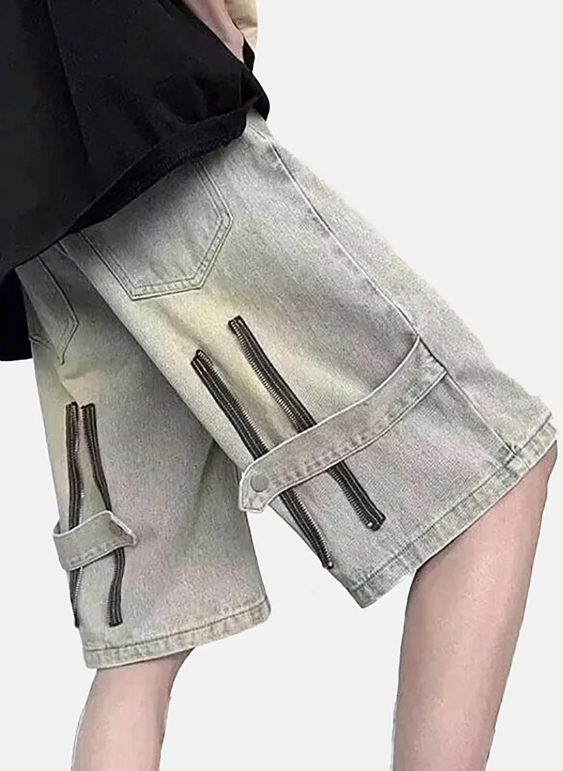 يونيكي Grey Mid Rise Soild Relaxed Fit Shorts