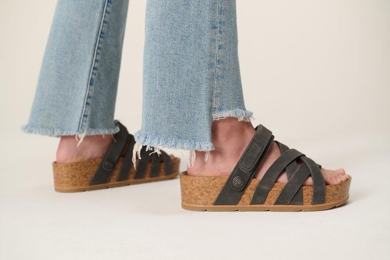 Project Cloud 100% Genuine Leather Platform Sandals Women â€“ Strappy Wedges with Comfortable Plush Insole â€“ Lightweight & Non Slip Wedge Sandals for Women 2026 (Pacifica,BLKSDE,9) Black Suede - Image 2