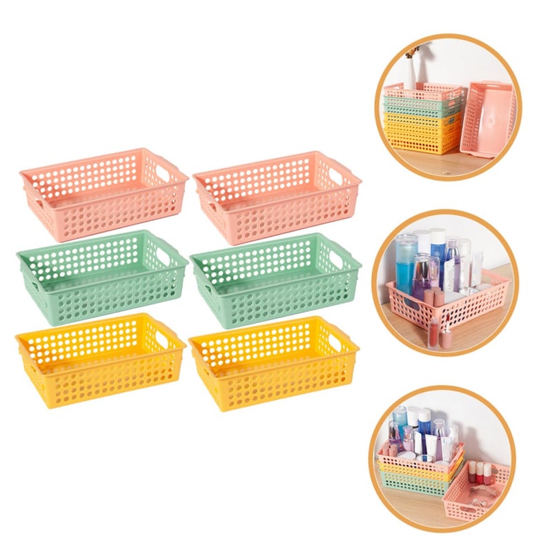 Plastic Storage Baskets with Handles 6pcs Multipurpose Organizer Bins for Kitchen Pantry Household - Image 5