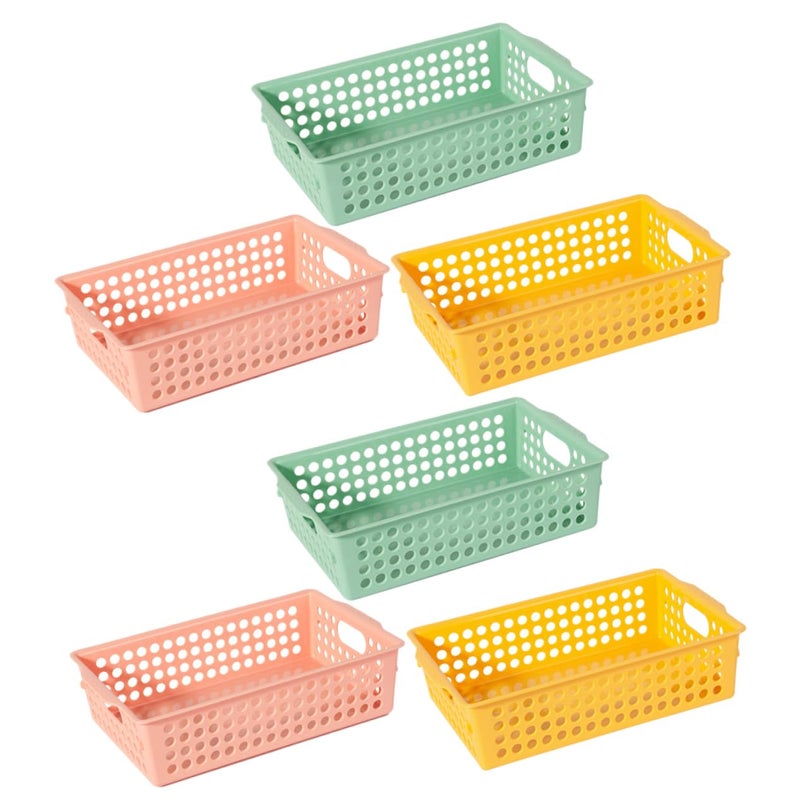 Plastic Storage Baskets with Handles 6pcs Multipurpose Organizer Bins for Kitchen Pantry Household - Image 2