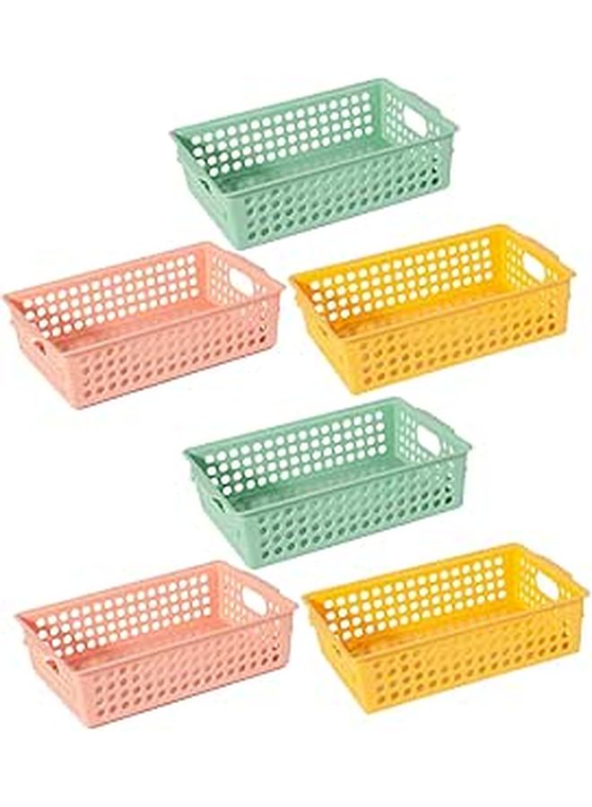 Plastic Storage Baskets with Handles 6pcs Multipurpose Organizer Bins for Kitchen Pantry Household - Image 1