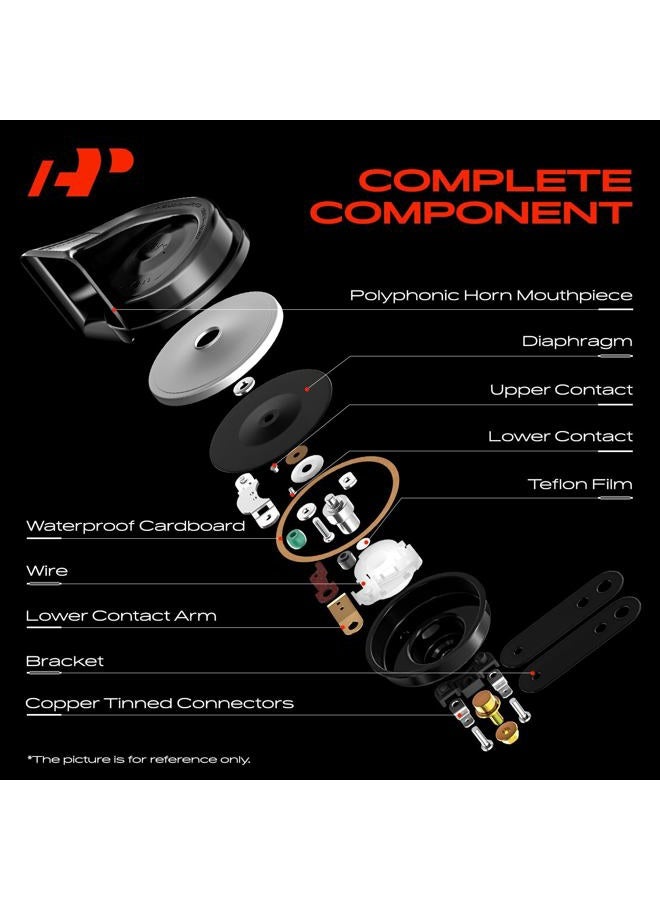 A-Premium Horn Fit for Volkswagen Santana Lavida Passat Golf Jetta Bora Audi 100 200 A6 Skoda Octavia Snail, with 2 Connectors, A Set of 2 - Image 4