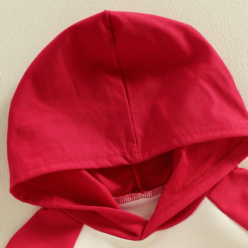 Thorn Tree Baby Boy Valentines Outfit Hooded Sweatshirt Bubble Romper Newborn Sweater Infant Onesie Hoodie (Red, 18-24 Months) - Image 5