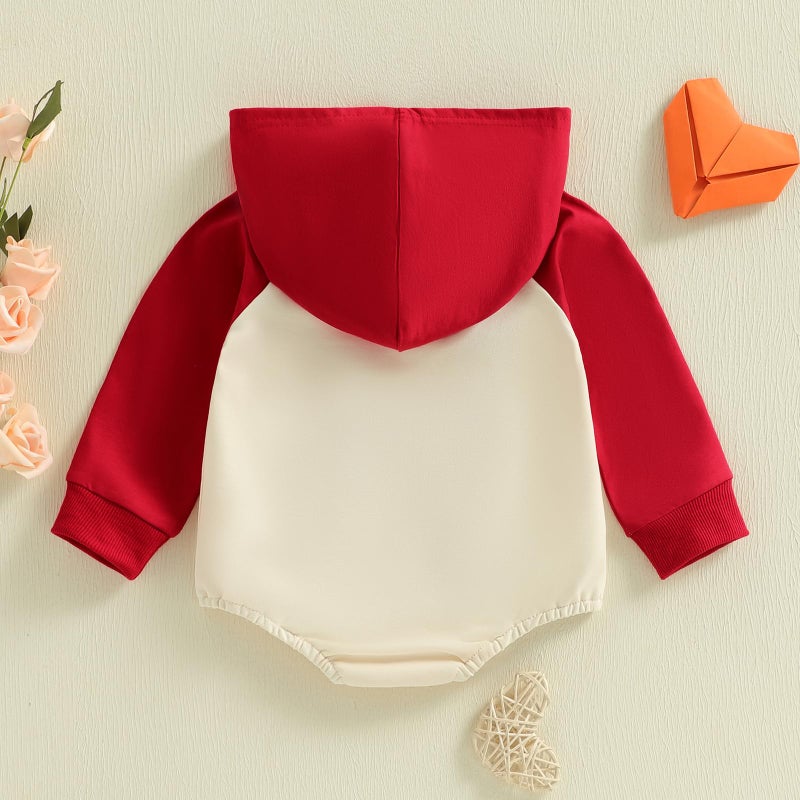 Thorn Tree Baby Boy Valentines Outfit Hooded Sweatshirt Bubble Romper Newborn Sweater Infant Onesie Hoodie (Red, 18-24 Months) - Image 4