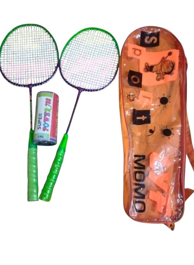 DESCTIDY مجموعة تنس الريشة للأطفال من ديسكتيدي، مضربان، 3 كرات ريشة بلاستيكية مع حقيبة - Image 2