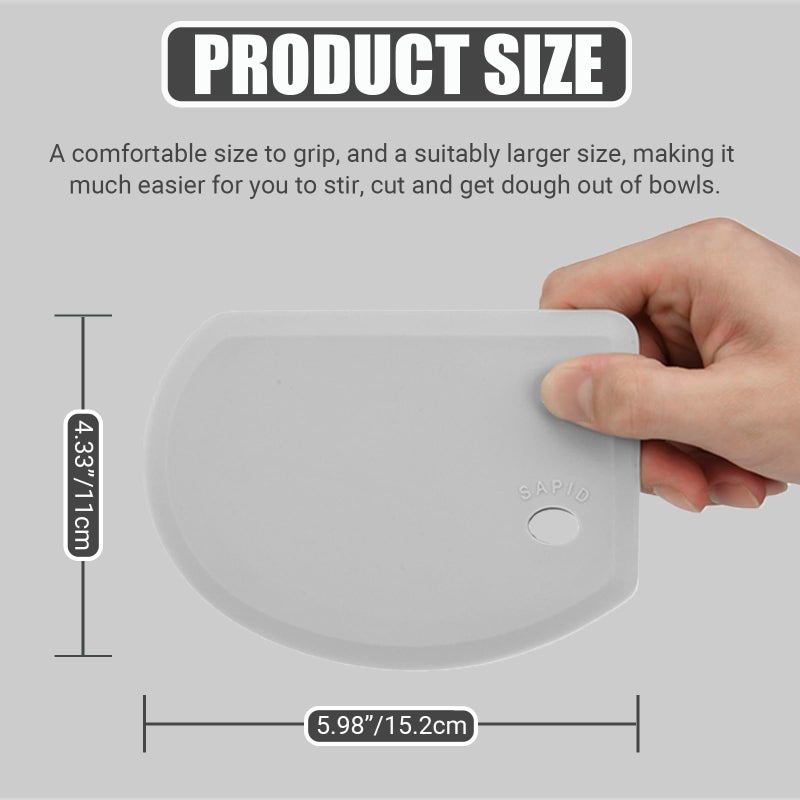 Sapid Flexible Curved Edge Silicone Bowl Scraper(5.98"×4.3"), Food Grade Dough Scraper for Baking Sourdough Bread, Cake, Bench Scrapers, Multipurpose Kitchen Dish Scrapers, Easy to Clean (1, Gray) - Image 3
