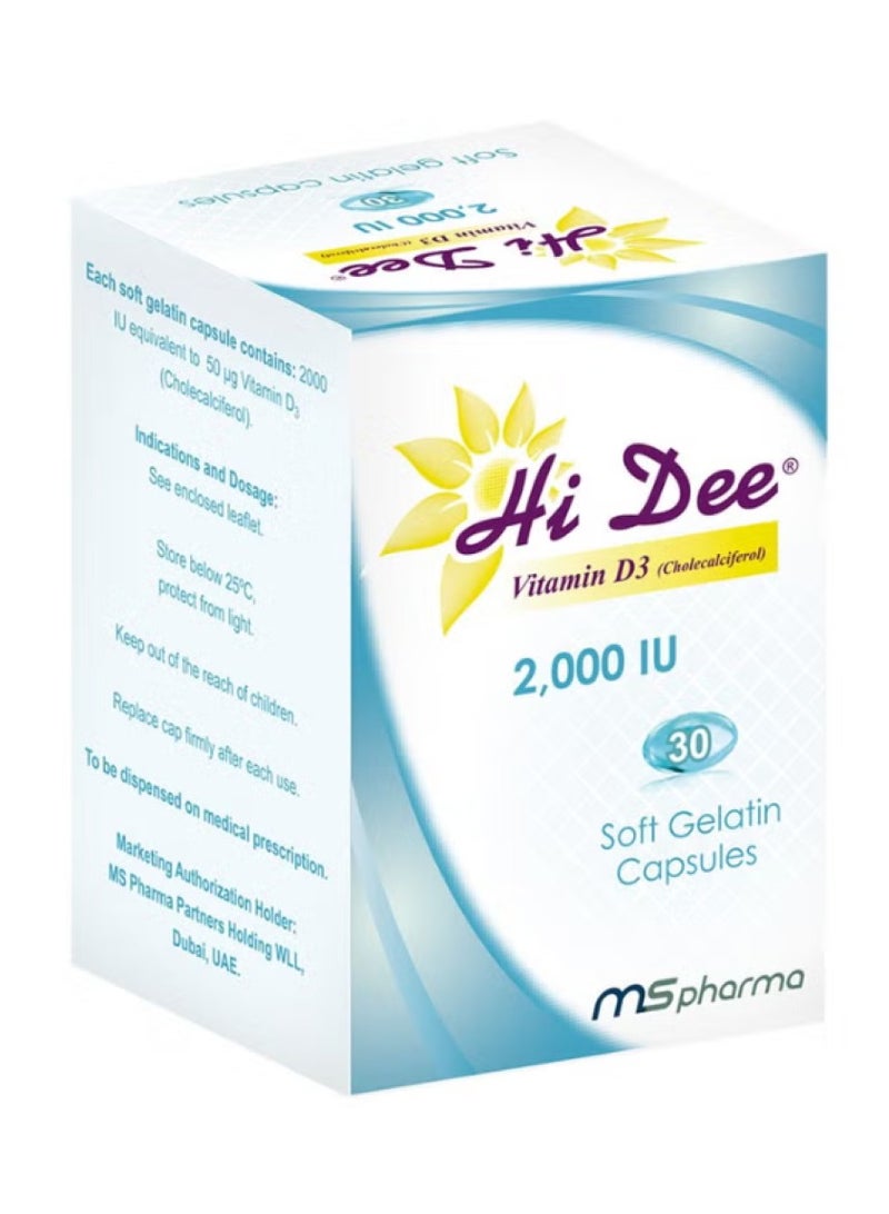 ms pharma Hi Dee Vitamin D3 2000 IU Soft Gelatin Capsules 30's - Image 1