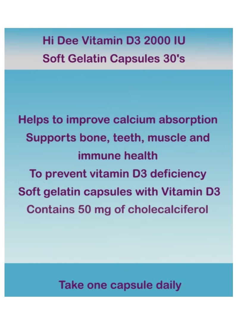 ms pharma Hi Dee Vitamin D3 2000 IU Soft Gelatin Capsules 30's - Image 3
