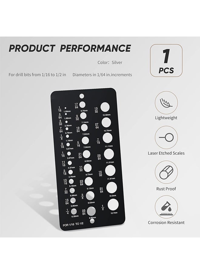 Stainless Steel Drill Gauges for 1/16 Inch to 1/2 Inch Size Bits, 17/64-1/2 inch bolt and wire diameter index gauge, 29-Hole Use for Accurate Measurement Equivalents - Image 3
