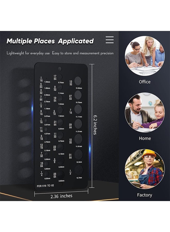 Stainless Steel Drill Gauges for 1/16 Inch to 1/2 Inch Size Bits, 17/64-1/2 inch bolt and wire diameter index gauge, 29-Hole Use for Accurate Measurement Equivalents - Image 2