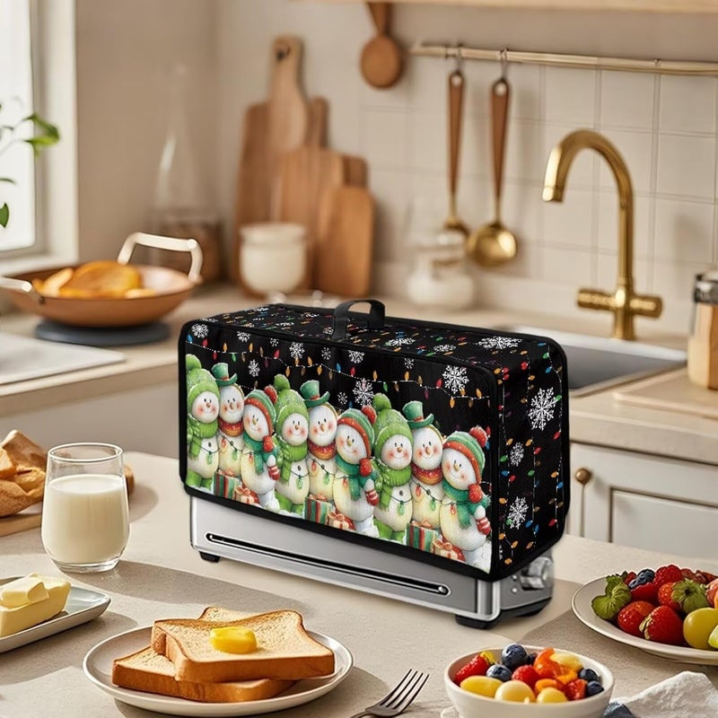 ZDCUSTOM Snowman Toaster Cover Merry Christmas Holiday Toaster Bread Machine Cover Bread Maker Accessories Compatible with Bella 2 Slice Slim Toasters - Image 3
