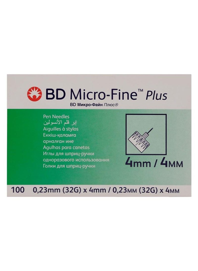 BD Micro-Fine إبر قلم مايكرو فاين بلس من بي دي، 32 جم × 4 مم، 100 إبرة