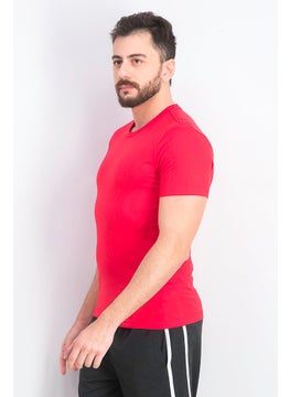 Reebok Men Solid Short Sleeve Sportswear T-shirt, Red  - Image 4