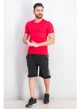 Reebok Men Solid Short Sleeve Sportswear T-shirt, Red  - Image 3