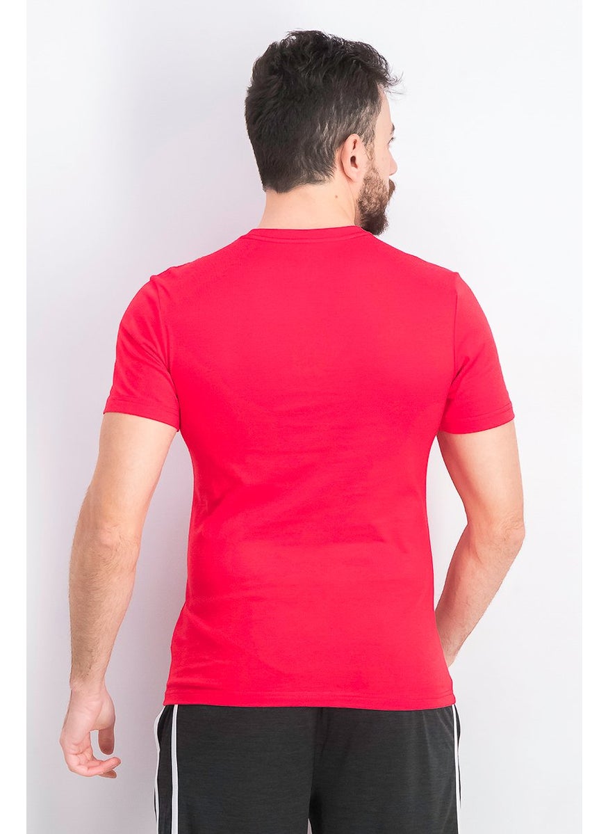 Reebok Men Solid Short Sleeve Sportswear T-shirt, Red  - Image 2