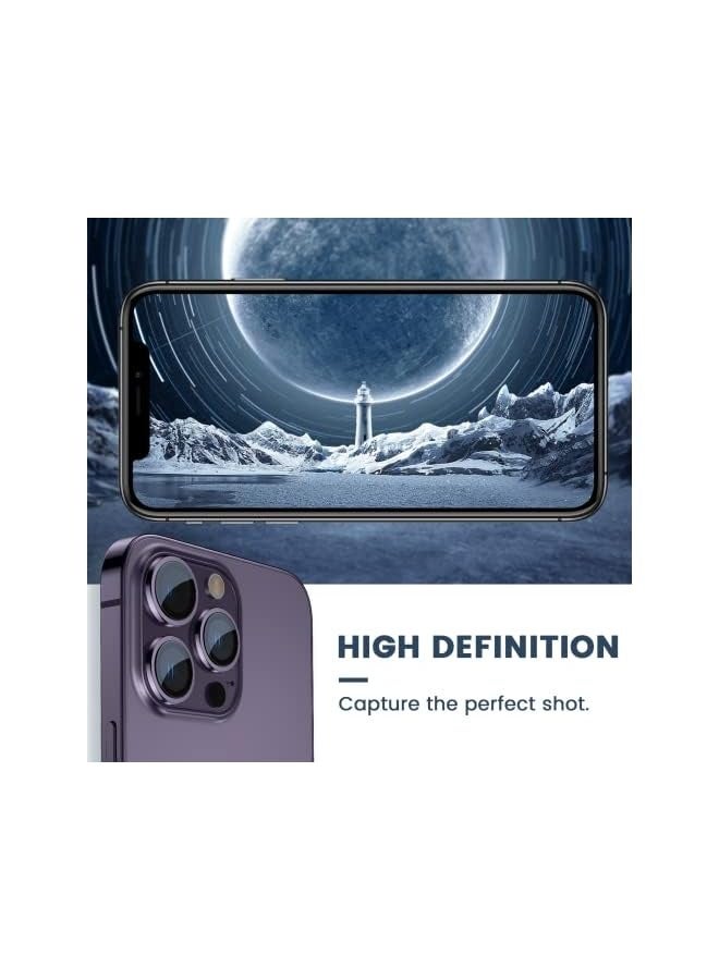 بروماس واقي عدسة الكاميرا iPhone 14 Pro Max iPhone 14 Pro، يحافظ على غطاء شاشة عدسة الكاميرا المعدنية الأصلية HD زجاجي لعدسة الكاميرا لهاتف iPhone 14 Pro Max / 14 Pro ملحقات أرجواني - Image 5