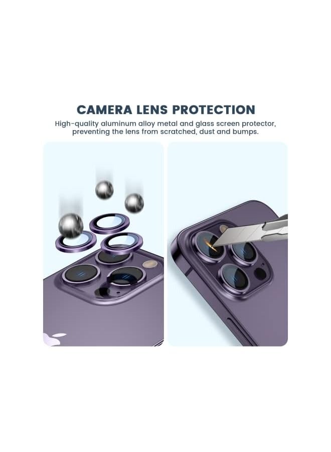بروماس واقي عدسة الكاميرا iPhone 14 Pro Max iPhone 14 Pro، يحافظ على غطاء شاشة عدسة الكاميرا المعدنية الأصلية HD زجاجي لعدسة الكاميرا لهاتف iPhone 14 Pro Max / 14 Pro ملحقات أرجواني - Image 4
