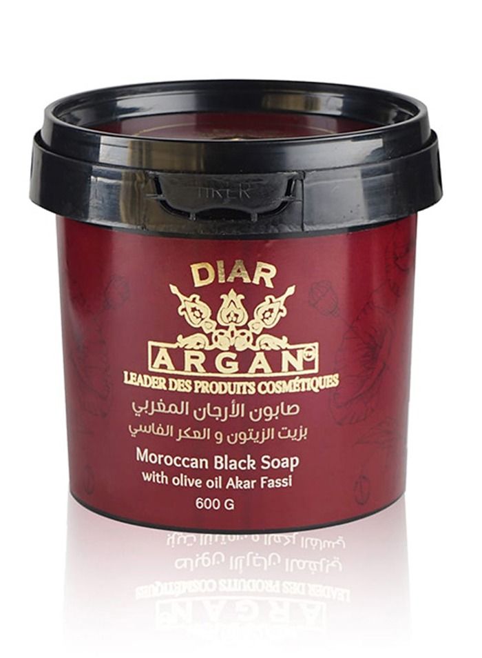 Diar Argan Moroccan Black Soap With Olive Oil Akar Fassi Extracted from Natural Oils and Free of Chemical 600g