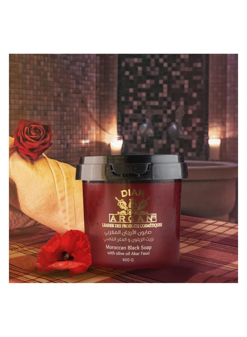 Diar Argan Moroccan Black Soap With Olive Oil Akar Fassi Extracted from Natural Oils and Free of Chemical 600g