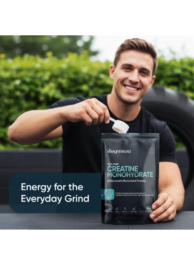 WeightWorld Creatine Monohydrate Powder 1kg - 10+ Months Supply - 330 Servings - 100% Pure Micronised Creatine Powder for Effortless Mixing - Unflavoured & Vegan-Friendly - for Men & Women - Scoop Included - Image 3