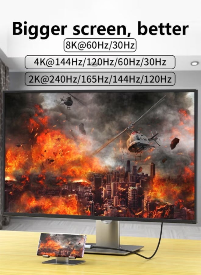 Type C to DP Adapter USB 3.1 USB C to Display port Cable, Compatible with TV, iPhone 15 Series, iPad 10/Pro/Air/Mini, Samsung S24 Series/S23 Series/Galaxy Z, MacBook Pro, Dell XPS, Huawei P60 Pro - Image 3