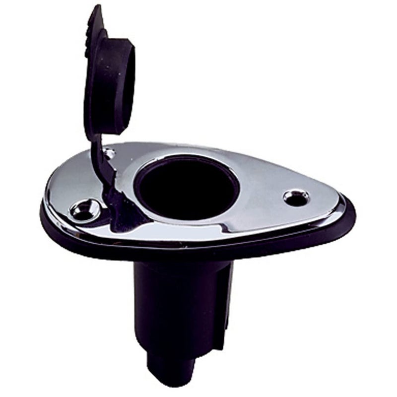 Perko 1048P00DP Chrome-Plated 2-Pin Plug-In Light Base with 5Â° Rake - 3.5" x 2" Base