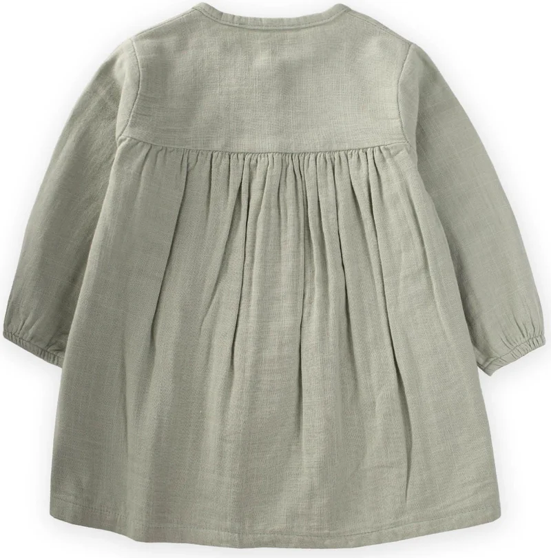 Cigit Flamed Seasonal Dress 1-10 Years Old Water Green