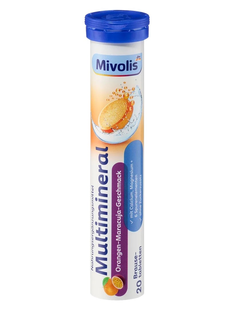 Mivolis Multi Mineral Effervescent Tablets, 20 Count, Passion Fruit and Orange Flavor - Image 1