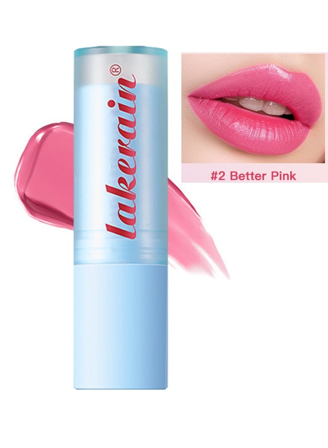 lakerain Glass Tinted Lip Balm  Lipstick,Long Lasting Lip Care Lip Gloss （#2 Better Pink） - Image 2