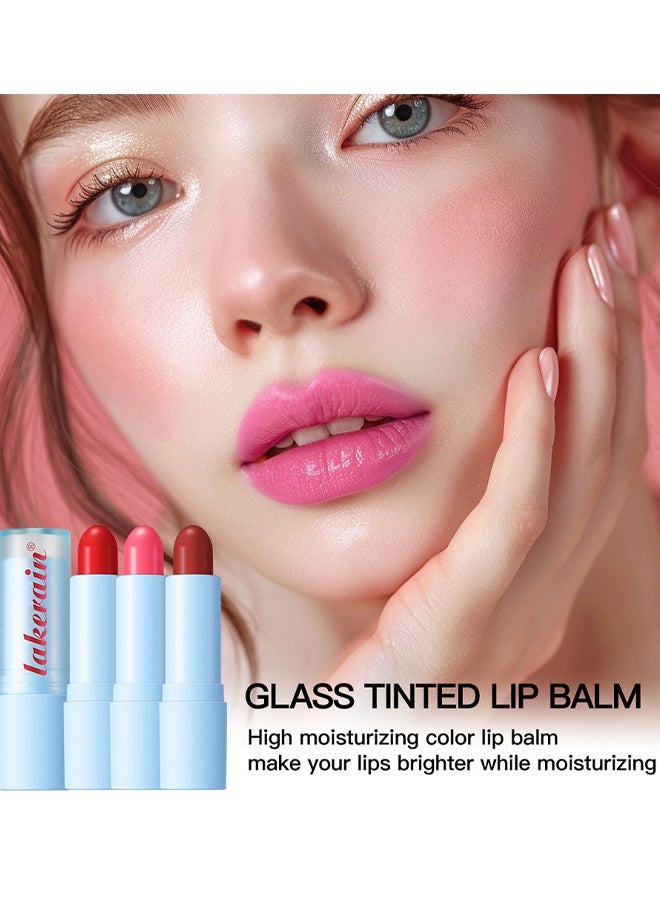 lakerain Glass Tinted Lip Balm  Lipstick,Long Lasting Lip Care Lip Gloss （#2 Better Pink） - Image 4