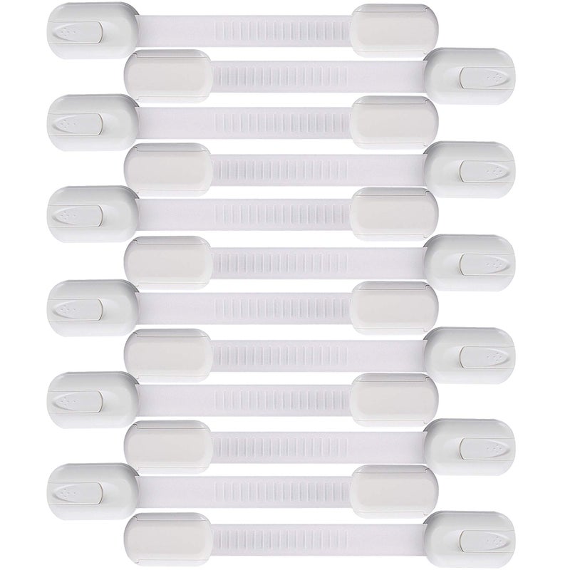 vmaisi 12 Pack Vmaisi Multi-Use Adhesive Straps Locks - Childproofing Baby Proofing Cabinet Latches for Drawers, Fridge, Dishwasher, Toilet Seat, Cupboard, Oven,Trash Can, No Drilling (White) (12) - Image 3