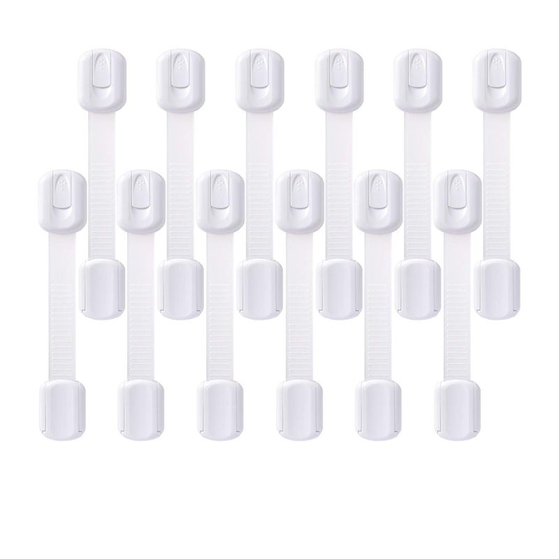 vmaisi 12 Pack Vmaisi Multi-Use Adhesive Straps Locks - Childproofing Baby Proofing Cabinet Latches for Drawers, Fridge, Dishwasher, Toilet Seat, Cupboard, Oven,Trash Can, No Drilling (White) (12) - Image 5