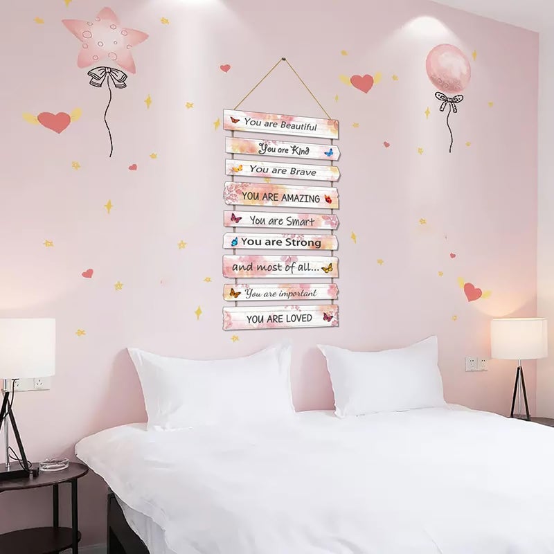 JEVUVU Butterfly Girls Room Decor, Pink Wall Decor for Baby Girl, Girl Bedroom Decor Art Signs, Trendy Stuff Decorations for Kids Nursery Bed Room Dorm Classroom Bathroom - Image 4